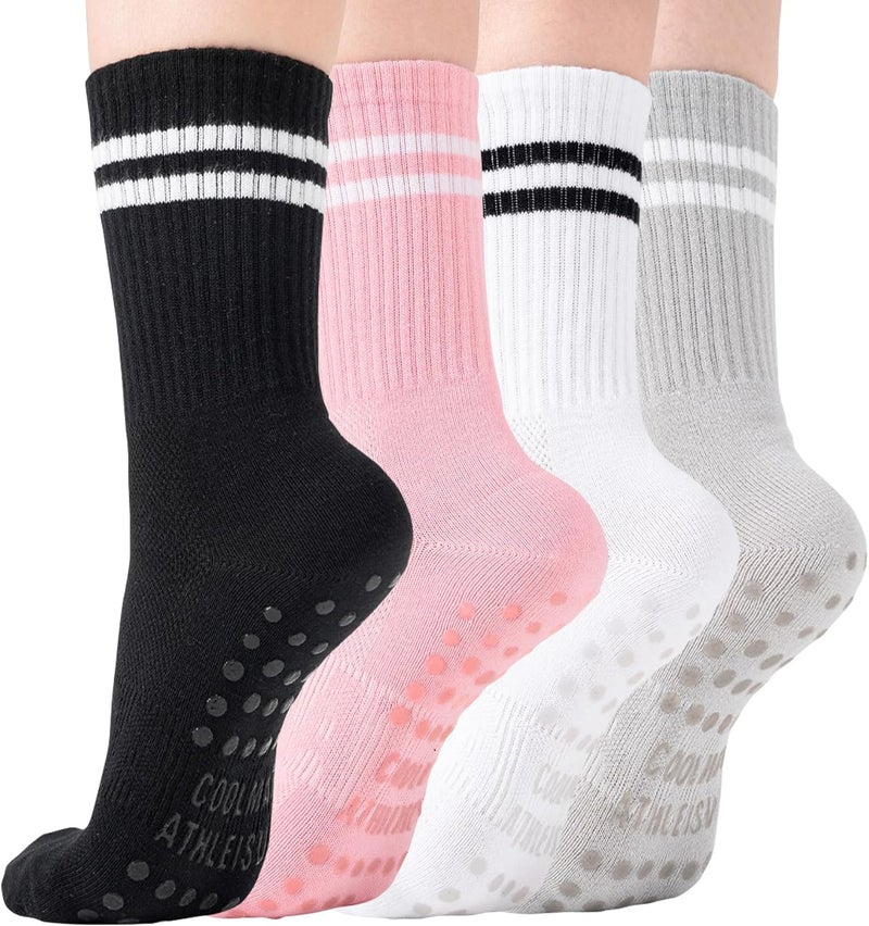 CoolMate Store Pilates Socks with Grips for Women, Yoga Socks, Crew Non Slip Women for Barre, Pilates Gifts - Image 1